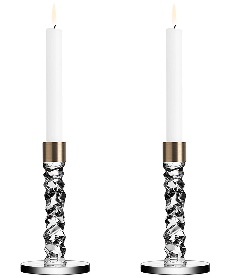 Orrefors Carat Brass Candlestick, Set of 2