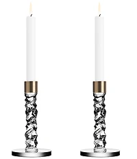 Orrefors Carat Brass Candlestick, Set of 2
