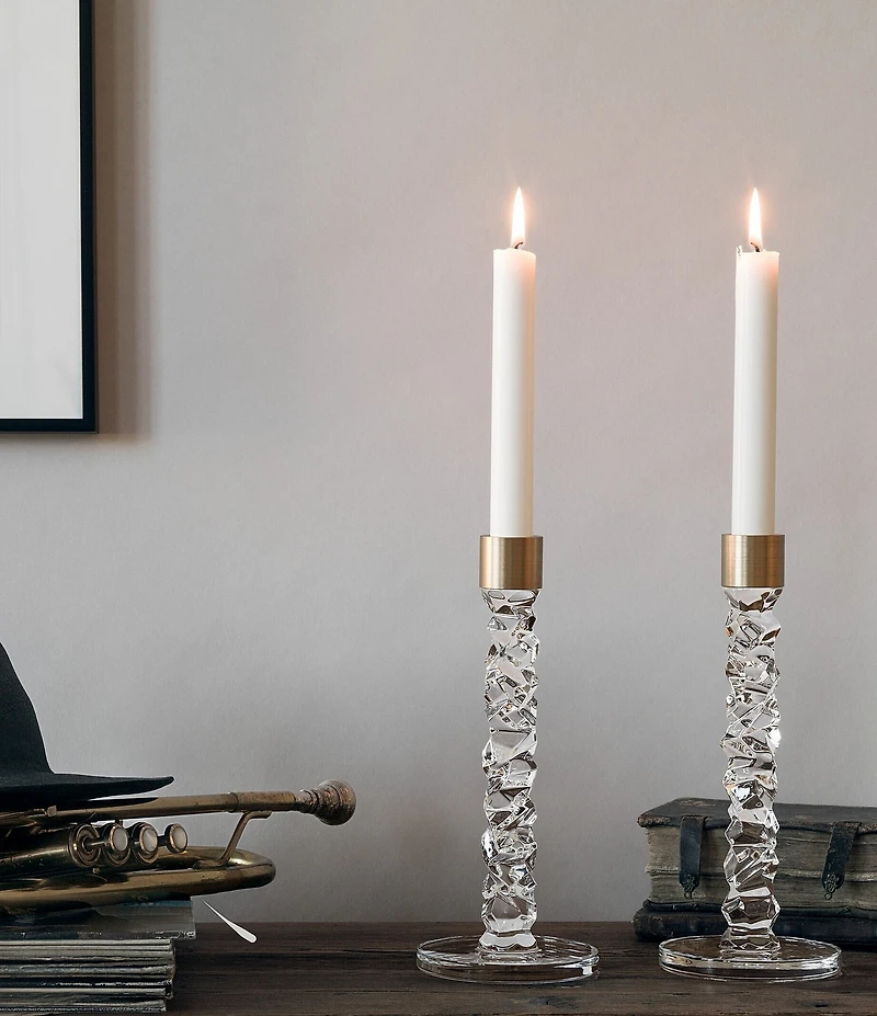 Orrefors Carat Brass Candlestick, Set of 2