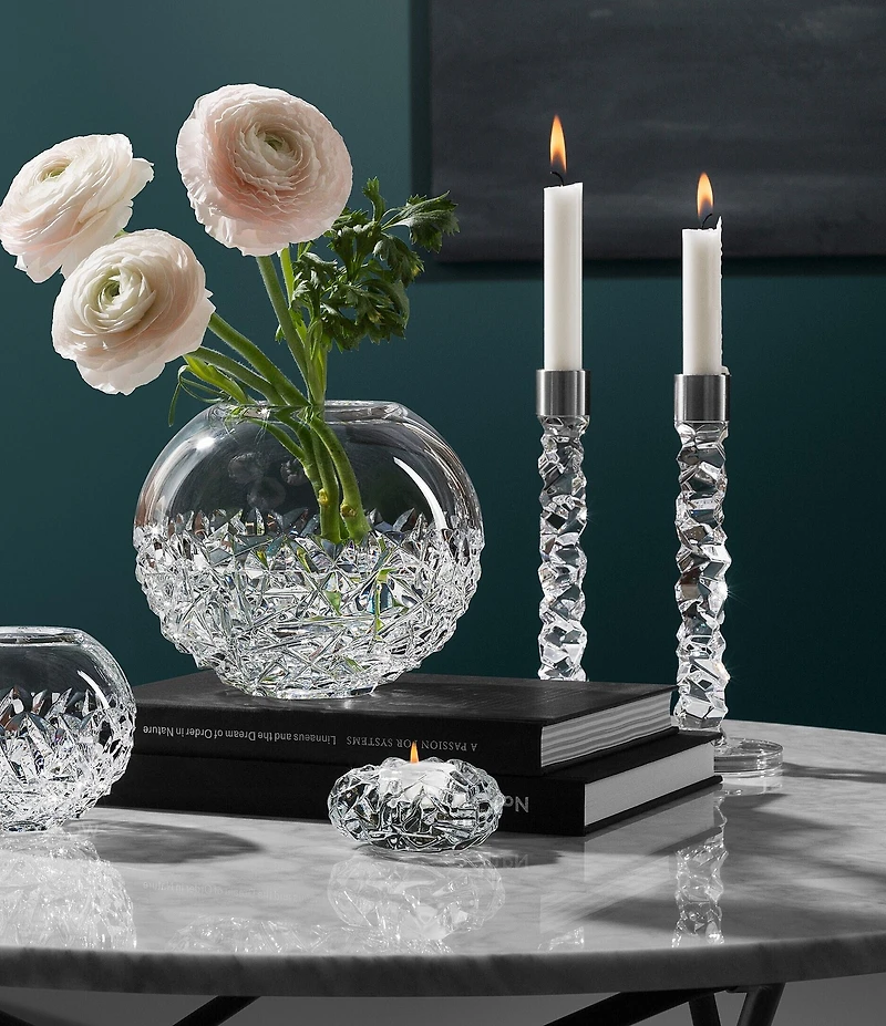 Orrefors Carat Stainless Steel Candlestick, Pair