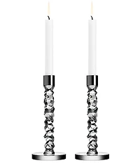 Orrefors Carat Stainless Steel Candlestick, Pair