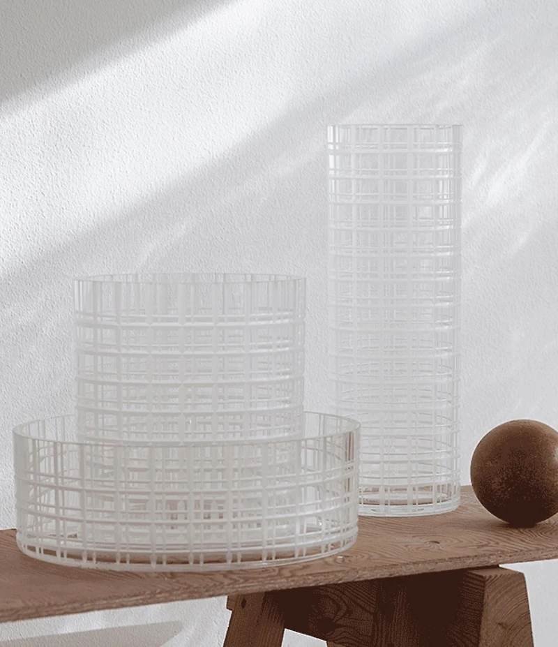 Orrefors Cut In Number Checkered Bowl