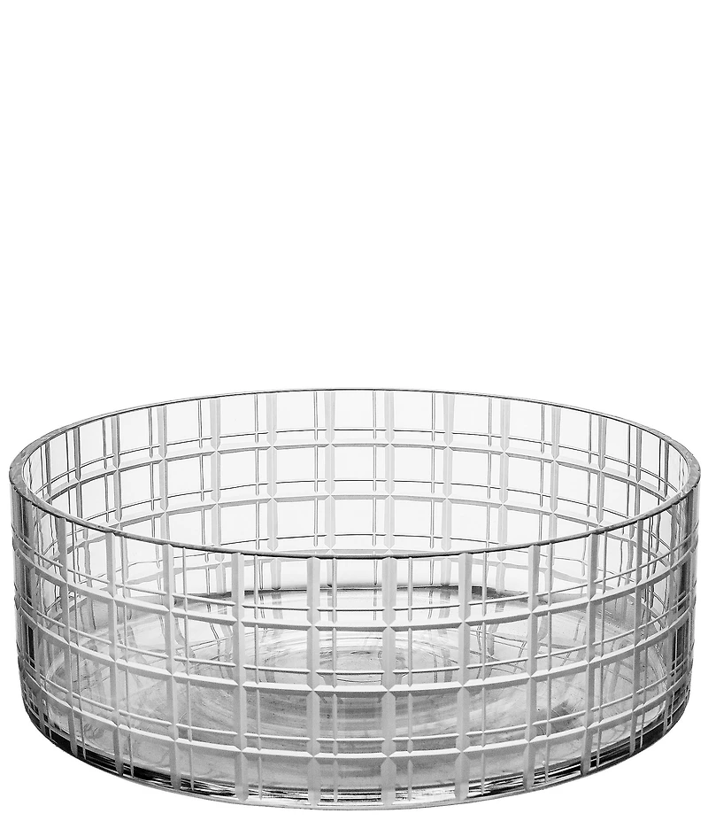 Orrefors Cut In Number Checkered Bowl