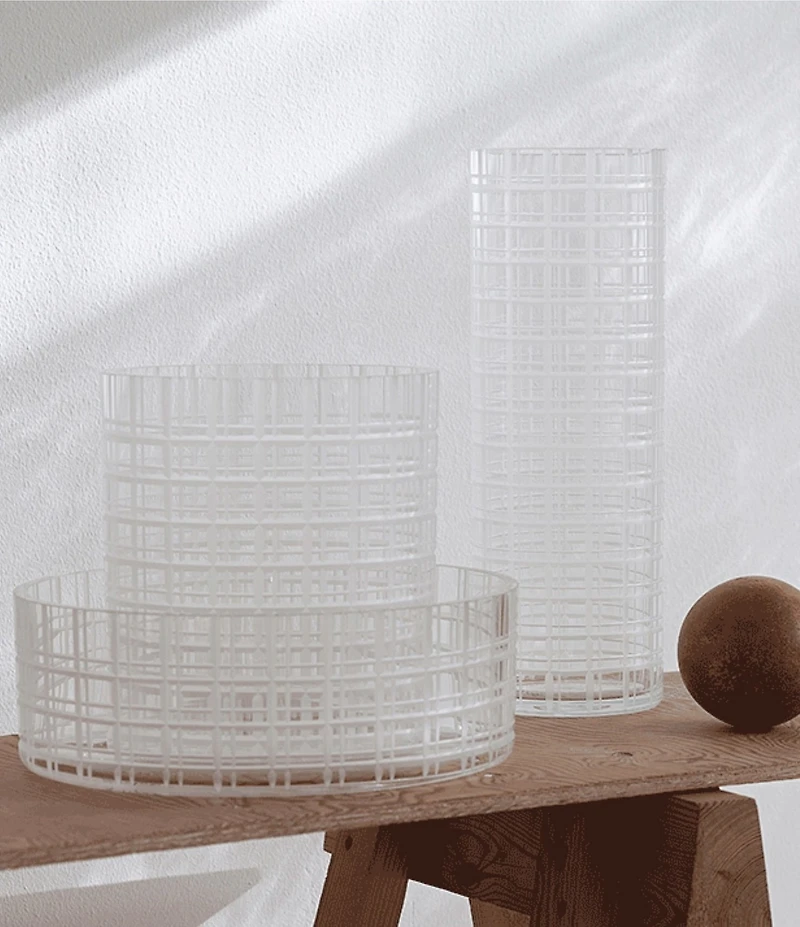 Orrefors Cut In Number Checkered Vase Low