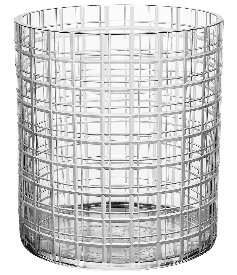 Orrefors Cut In Number Checkered Vase Low