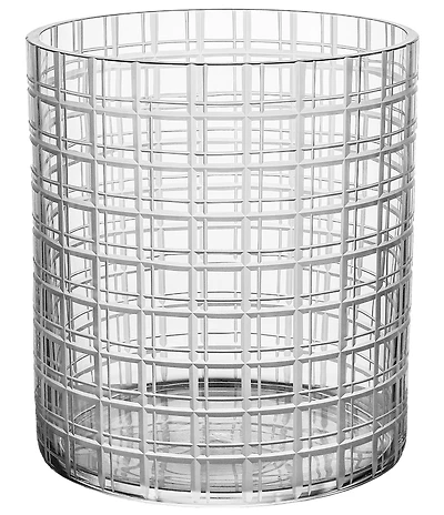 Orrefors Cut In Number Checkered Vase Low