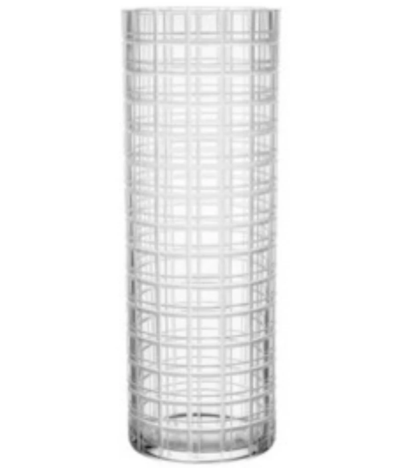 Orrefors Cut In Number Checkered Vase Tall