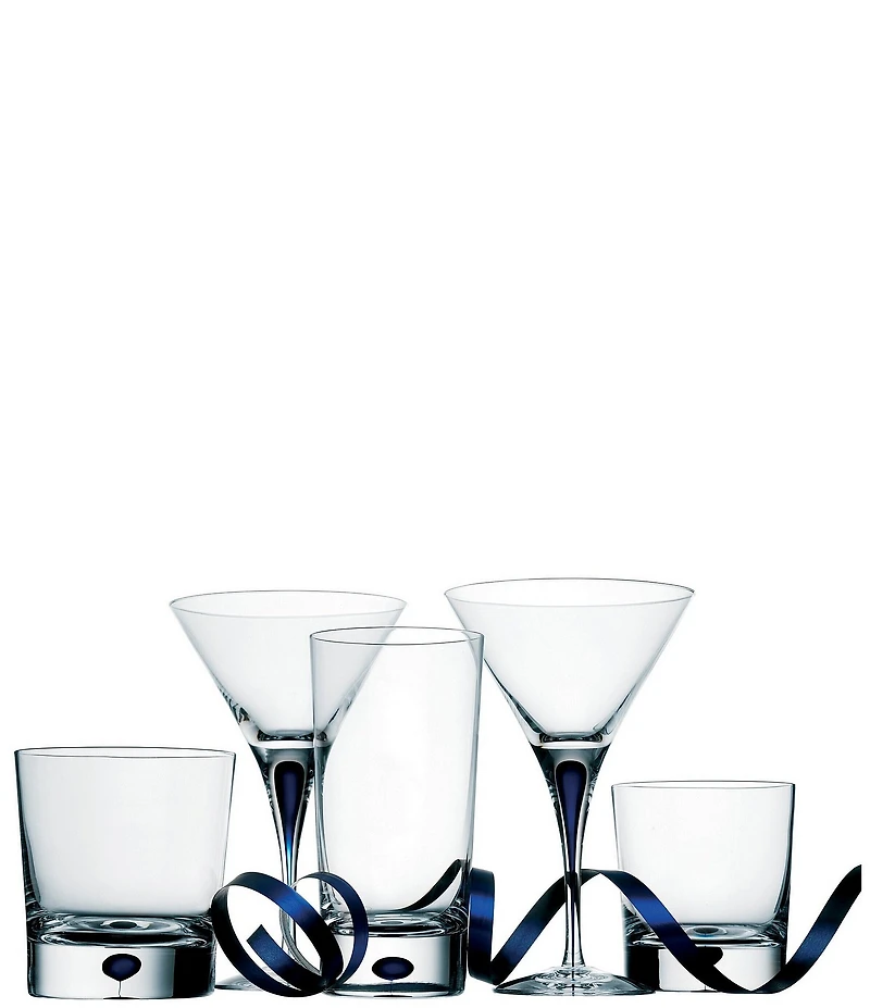 Orrefors Intermezzo Blue Drop Double Old Fashioned Glass, Set of 2