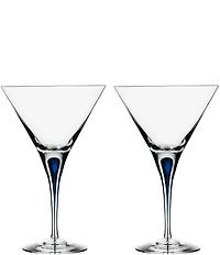 Orrefors Intermezzo Blue Drop Martini Glass, Pair