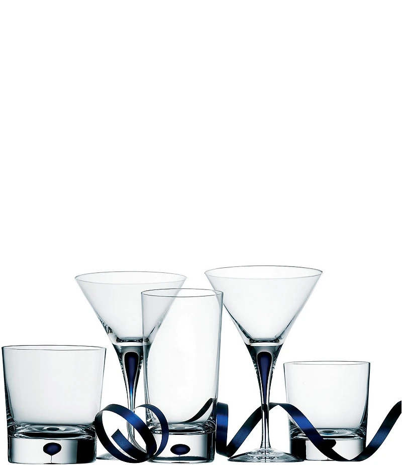 Orrefors Intermezzo Blue Drop Martini Glass, Pair