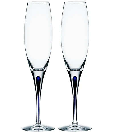 Orrefors Intermezzo Blue Flutes, Set of 2
