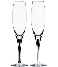 Orrefors Intermezzo Blue Flutes, Set of 2