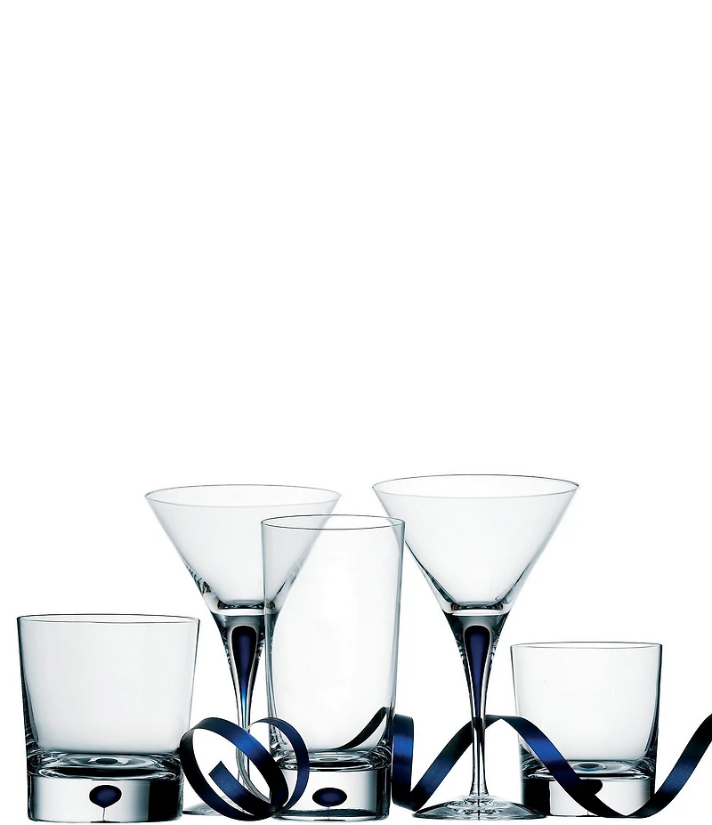 Orrefors Intermezzo Blue Old Fashioned Whiskey Glass, Pair