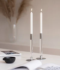 Orrefors Lumiere Silver Candlesticks, Set of 2
