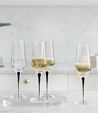 Orrefors Metropol Black Champagne Crystal Flute, Pair