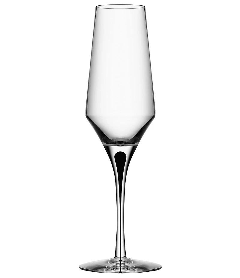 Orrefors Metropol Black Champagne Crystal Flute, Pair