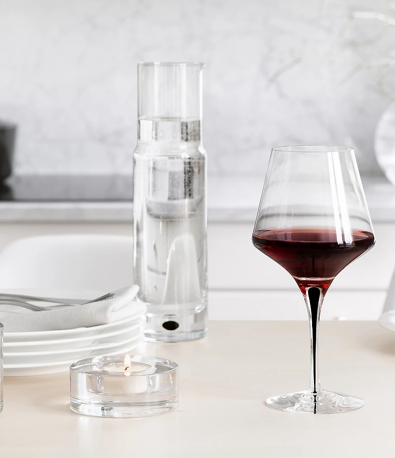 Orrefors Metropol Black Crystal Red Wine Glass, Pair
