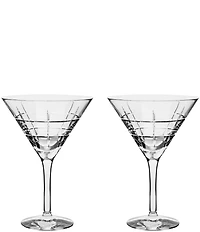Orrefors Street Hand-Cut Crystal Martini Glass, Set of 2