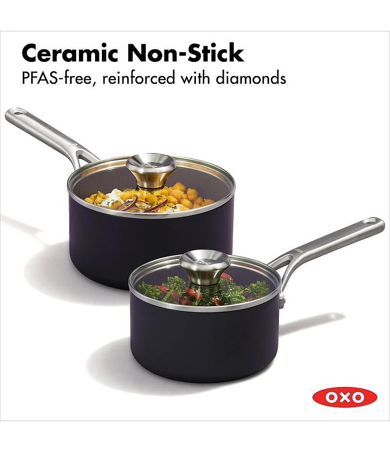 OXO Ceramic Professional Non-Stick 4-Piece Saucepan Set