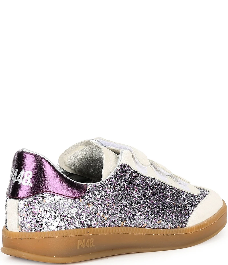 P448 Capri Glitter and Metallic Leather Hook-and-Loop Sneakers