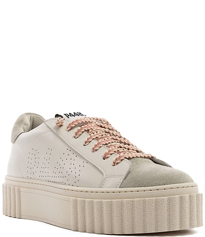 P448 Creeper Leather and Suede Platform Sneakers
