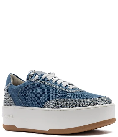 P448 Empire Denim Lace Up Platform Sneakers