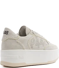 P448 Empire Suede Logo Perforated Lace Up Platform Sneakers