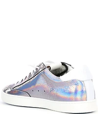 P448 John Oil Slick Iridescent Metallic Leather Lace Up Sneakers