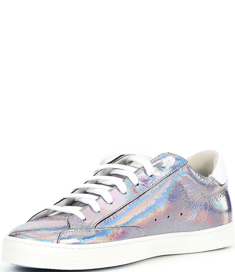 P448 John Oil Slick Iridescent Metallic Leather Lace Up Sneakers