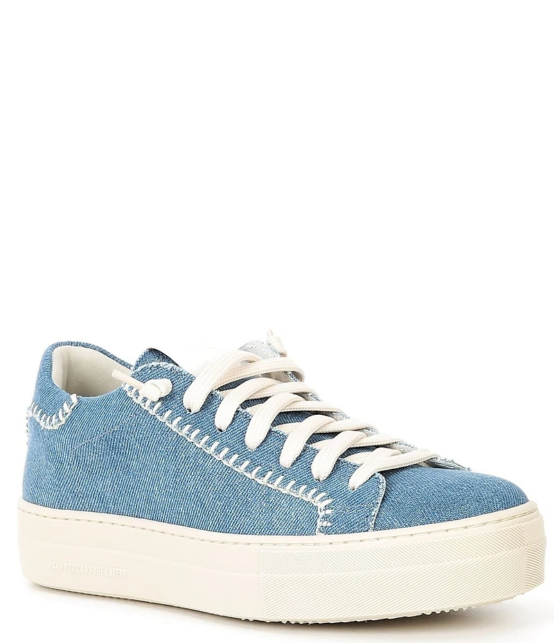 P448 Thea Denim Platform Lace Up Sneakers