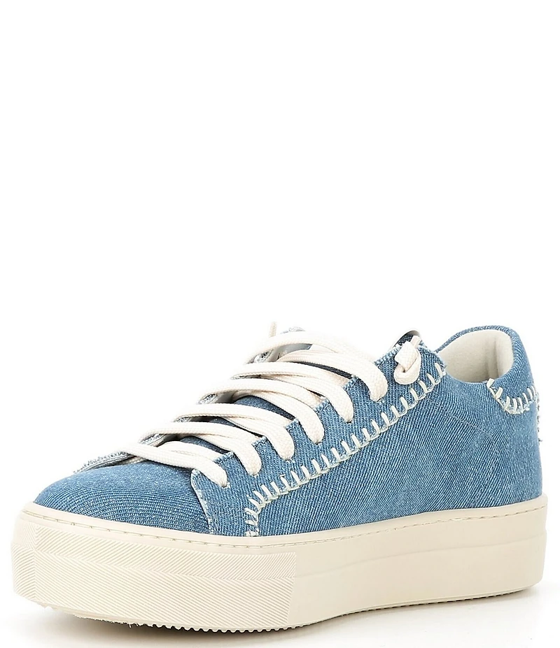 P448 Thea Denim Platform Lace Up Sneakers