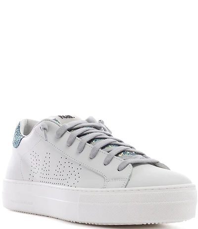 P448 Thea Leather Glitter Platform Sneakers
