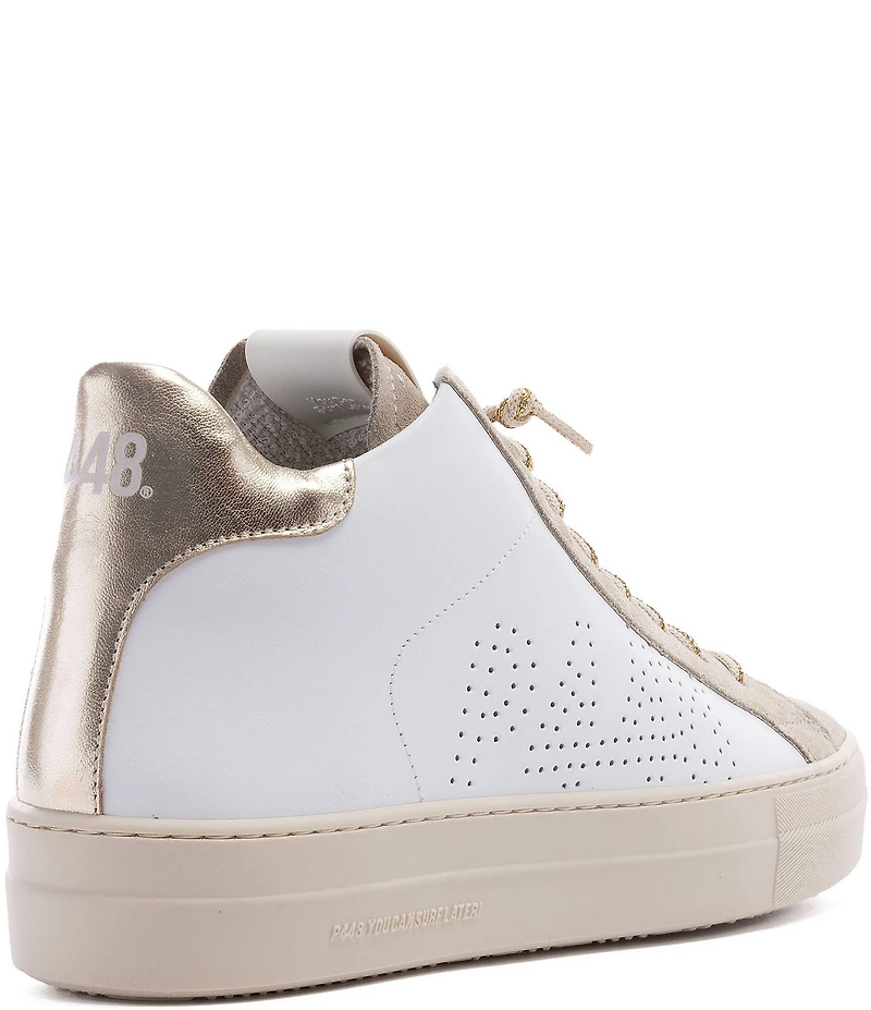 P448 Thea Leather Mid Top Lace-Up Sneakers
