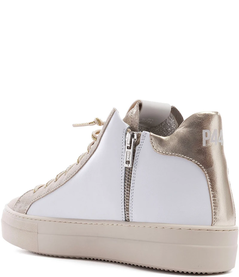 P448 Thea Leather Mid Top Lace-Up Sneakers