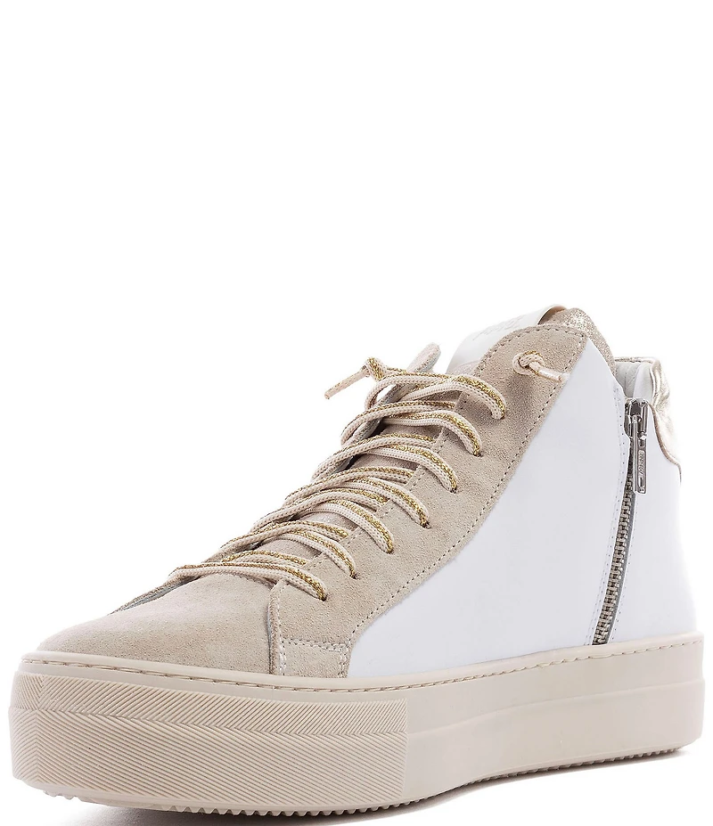 P448 Thea Leather Mid Top Lace-Up Sneakers