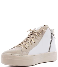 P448 Thea Leather Mid Top Lace-Up Sneakers