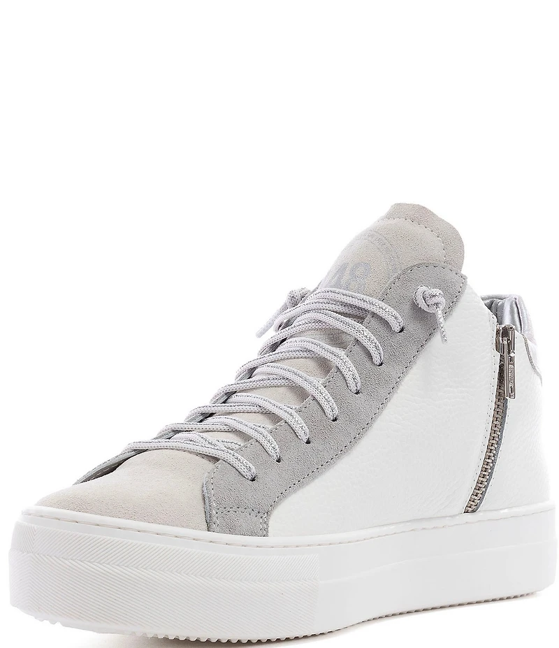 P448 Thea Leather Mid Top Lace-Up Sneakers