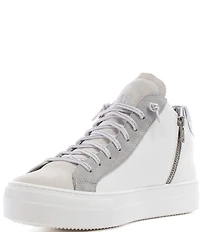 P448 Thea Leather Mid Top Lace-Up Sneakers