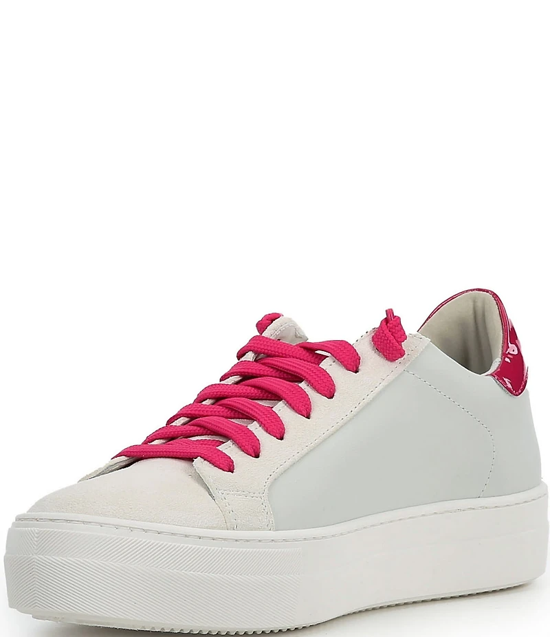 P448 Thea Leather and Patent Platform Sneakers