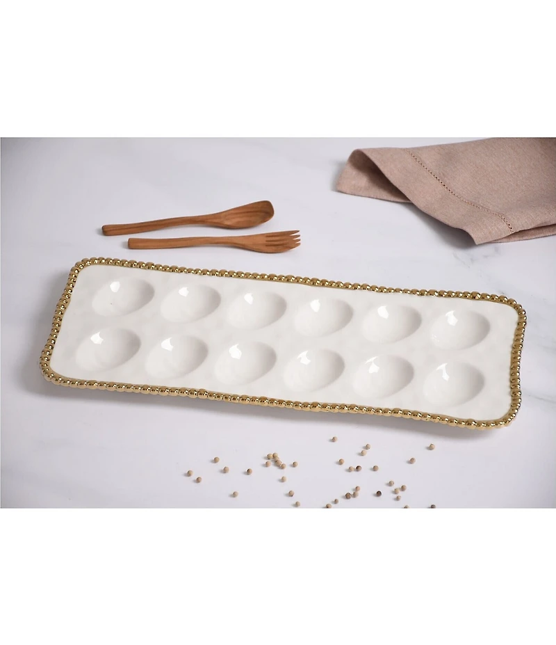 Pampa Bay Salerno Golden Porcelain Deviled Egg Tray