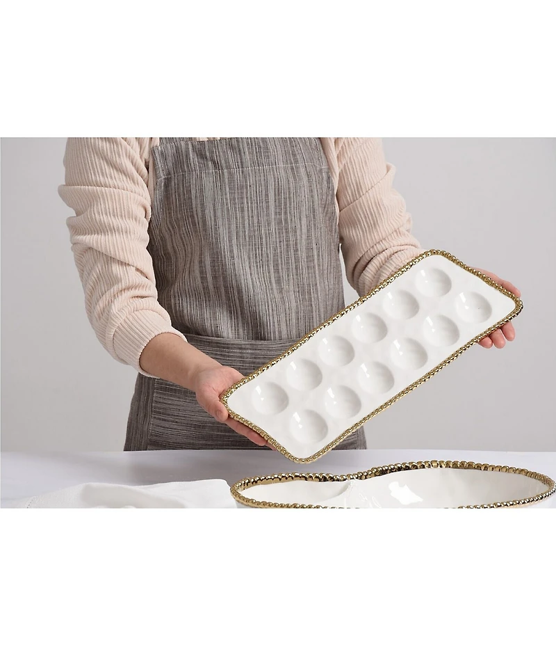 Pampa Bay Salerno Golden Porcelain Deviled Egg Tray