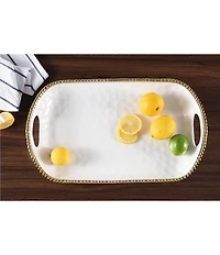 Pampa Bay Salerno Golden Porcelain Rectangular Tray with Handles