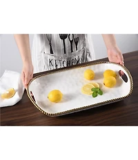 Pampa Bay Salerno Golden Porcelain Rectangular Tray with Handles