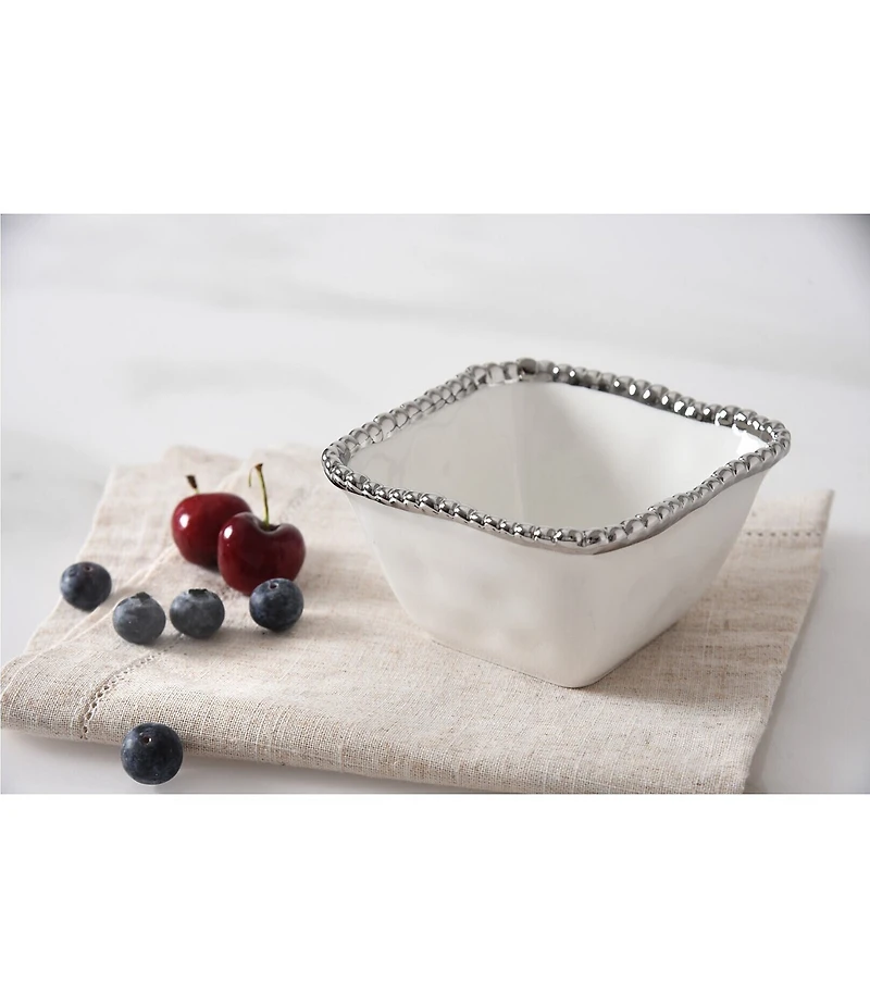 Pampa Bay Salerno Silver Porcelain Square Snack Bowl