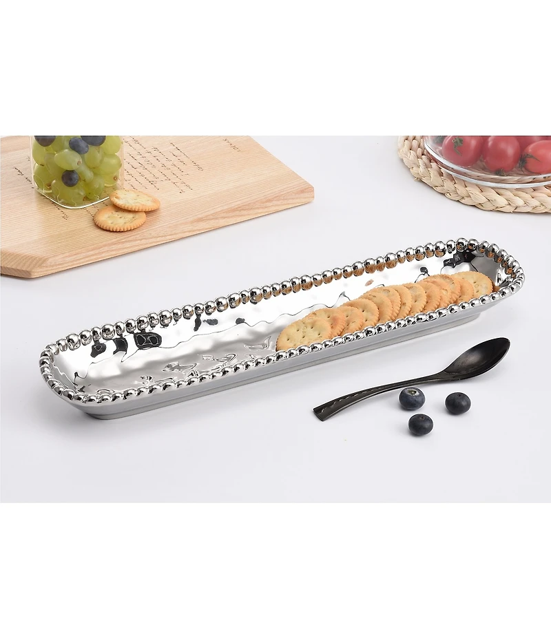 Pampa Bay Verona Silver Porcelain Cracker Tray
