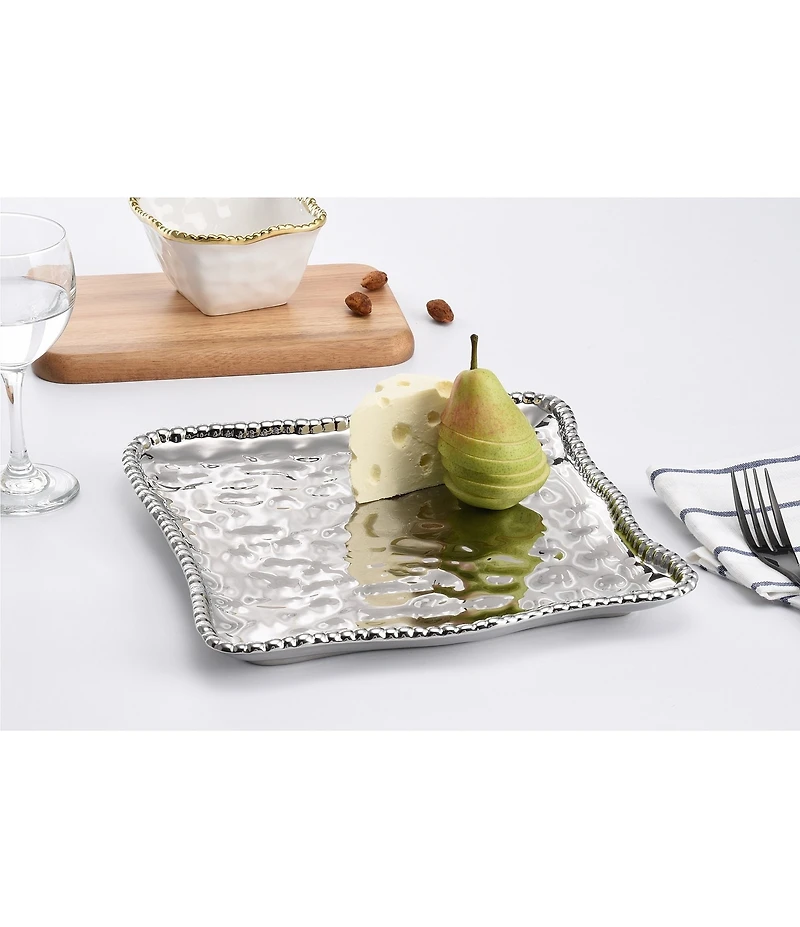 Pampa Bay Verona Silver Porcelain Square Platter