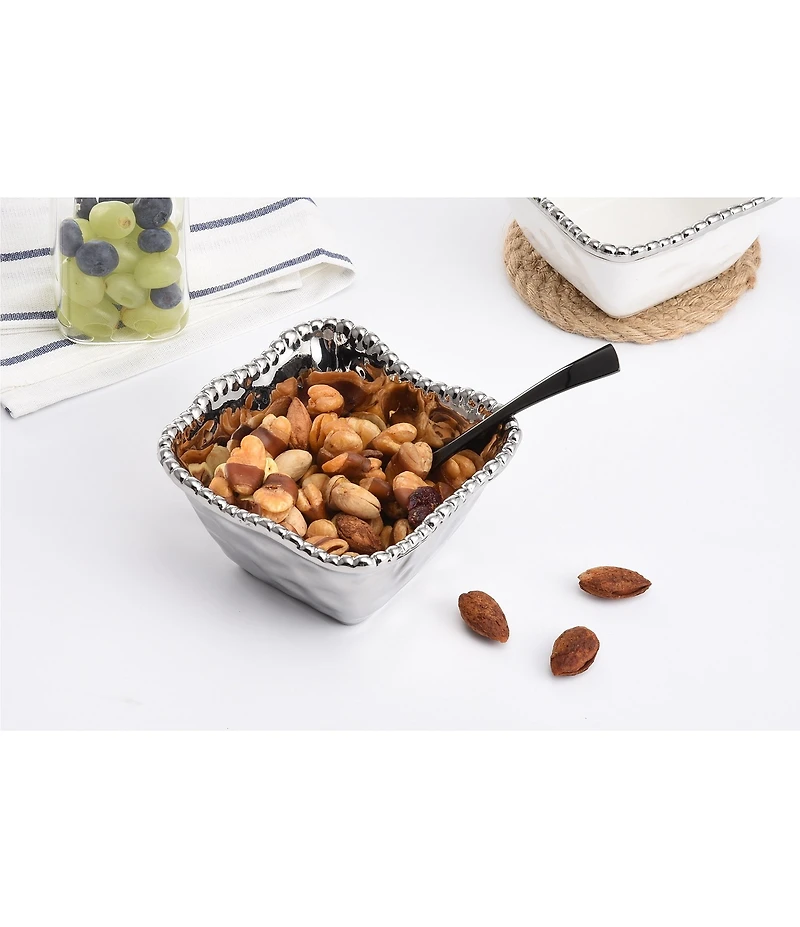 Pampa Bay Verona Silver Porcelain Square Snack Bowl