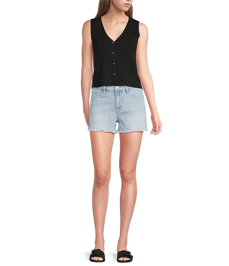 Papermoon Knit V-Neck Button Front Sweater Vest