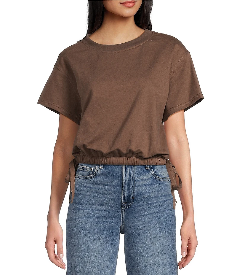 Papermoon Short Sleeve Side Tie Bubble Top