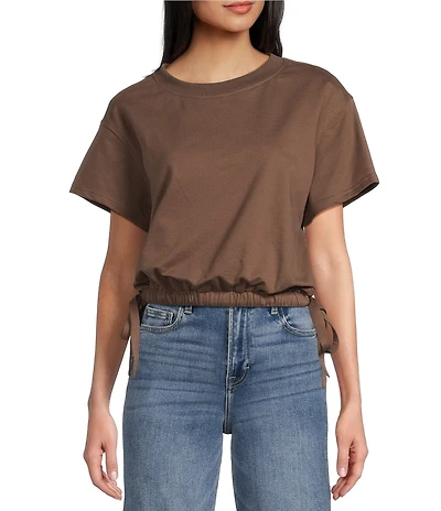 Papermoon Short Sleeve Side Tie Bubble Top